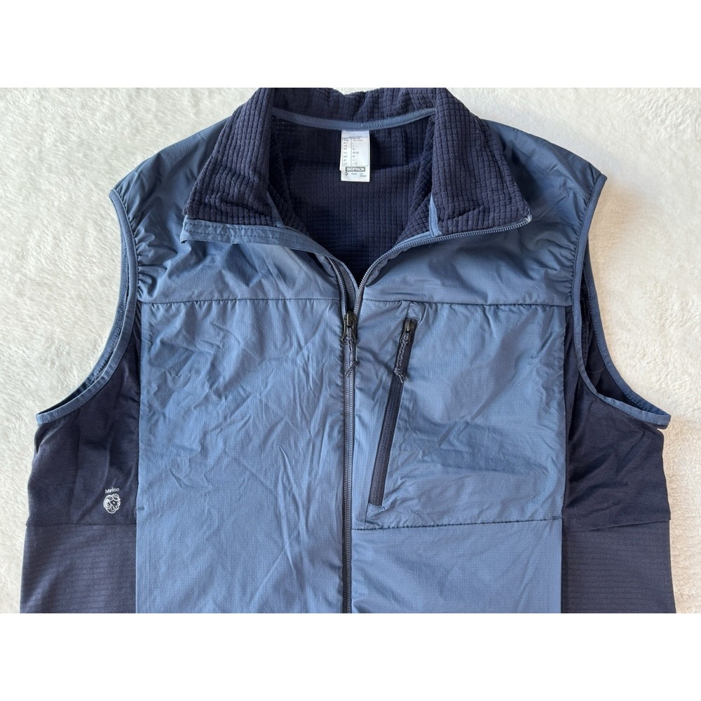 Decathlon merino wool outdoor vest Blue Unisex size Lg Hiking Camping DKT-H17B